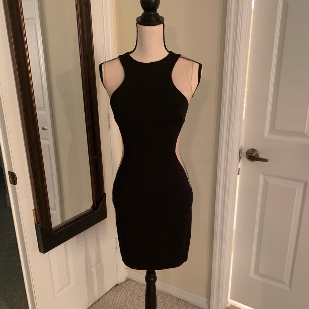 NWT Aida Black mesh side cut out in dress Size 8
